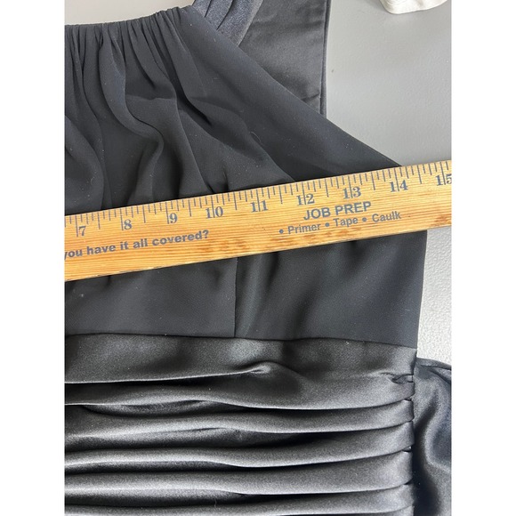 Formal Black High Neck Open Back Evening Gown with Satin Bow Detail Floor Length - Picture 6 of 9